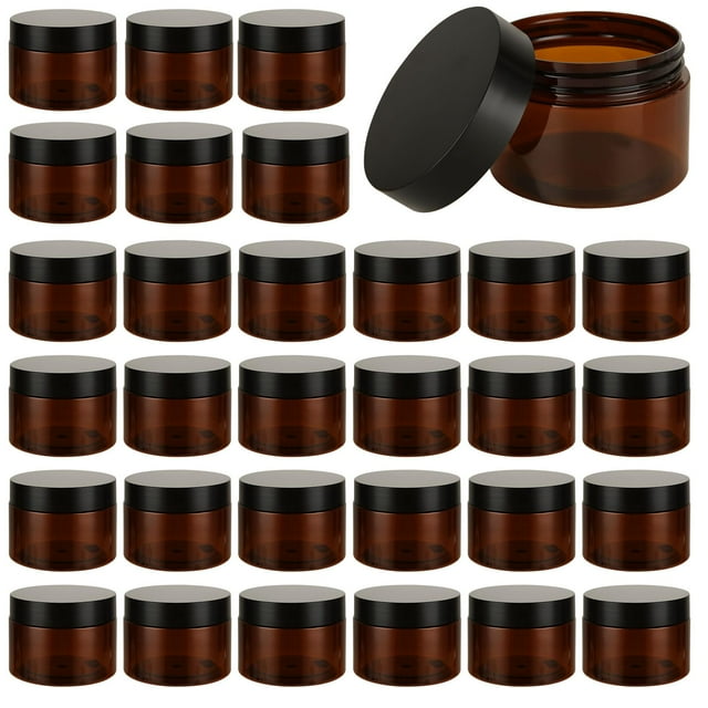 JMIATRY 50Packs 4OZ Plastic Amber Jars with Lids Refillable Ambers Plastic Jar 120ML/4 Ounce Empty Amber Containers for Cream, Cosmetic, Body Butter, Lotion
