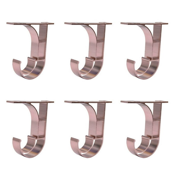 Aluminum Alloy Curtain Rod Brackets - Rose Golden, Screw-Mounted & Durable - 6Pcs Ceiling Hooks for Shower/Curtain Rods