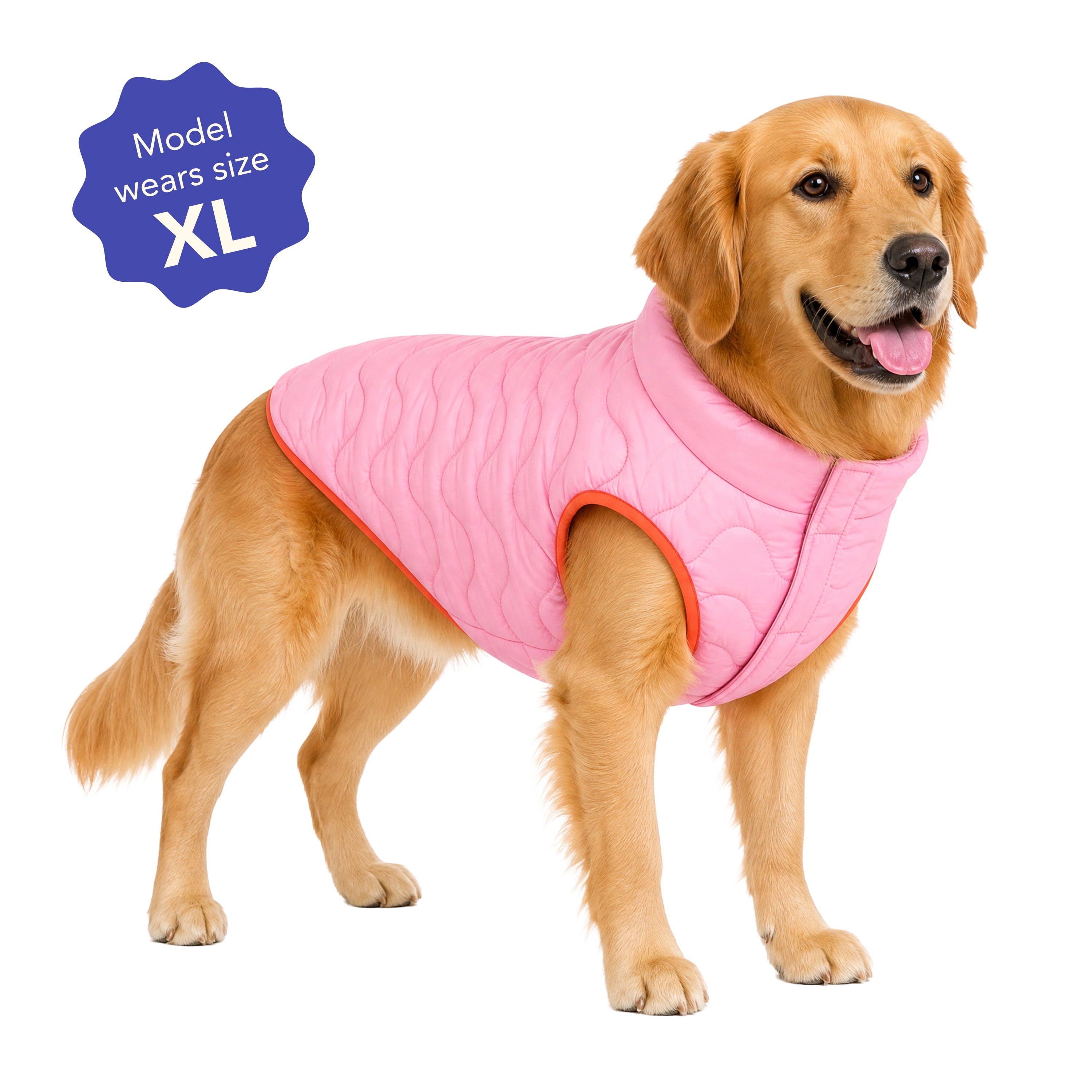 Oodles Quilted Fall Puffer Dog Jacket, Pink, XL