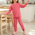 thumbnail image 3 of Fancifize Girls Boys Ribbed Lounge Sets Casual Long Sleeve Shirts Straight Leg Pants 2 Piece Loungewear Outfits, 3 of 6