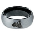 thumbnail image 2 of Tungsten Train Trains Transportation Cargo Rail Band Ring 8mm Men Women Comfort Fit Black Dome Brushed Gray Polished, 2 of 4