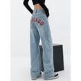 thumbnail image 7 of EMMIOL Women's CHICAGO Letter Print Baggy Boyfriend Jeans, High Rise Dark Wash Wide Leg Vintage Y2K Denim Pants Suitable for Independence Day, 7 of 7