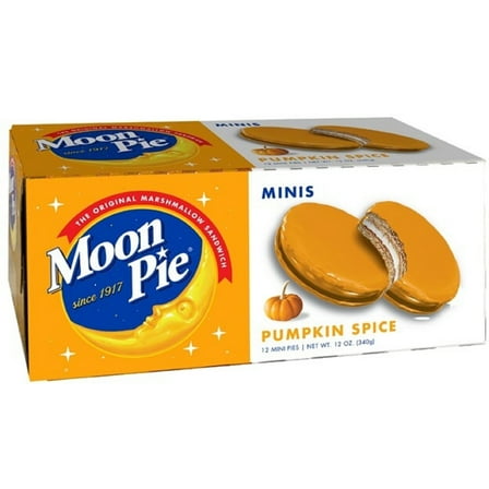 MoonPie Mini Pumpkin Spice Marshmallow Sandwiches, 12 Count, 12 oz – A Seasonal Snack Cake with Pumpkin Spice Marshmallow Filling