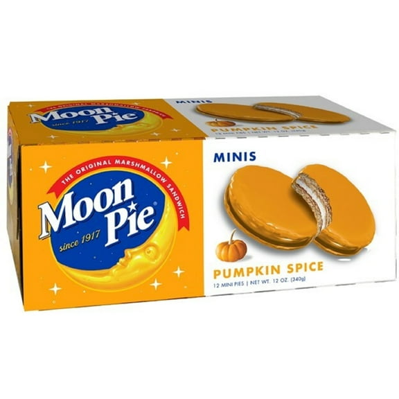 MoonPie Mini Pumpkin Spice Marshmallow Sandwiches, 12 Count, 12 oz – A Seasonal Snack Cake with Pumpkin Spice Marshmallow Filling