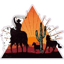 Wickedgoodz Cowboy Sunset Vinyl Decal - Western Bumper Sticker - for Laptops Tumblers Windows Cars Trucks Walls