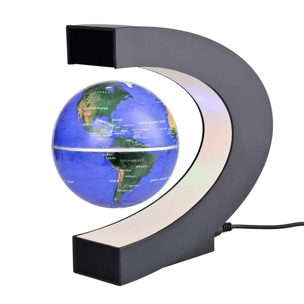 LED World Map Decoration Magnetic Levitation Floating Globe Light Blue UA  #w 