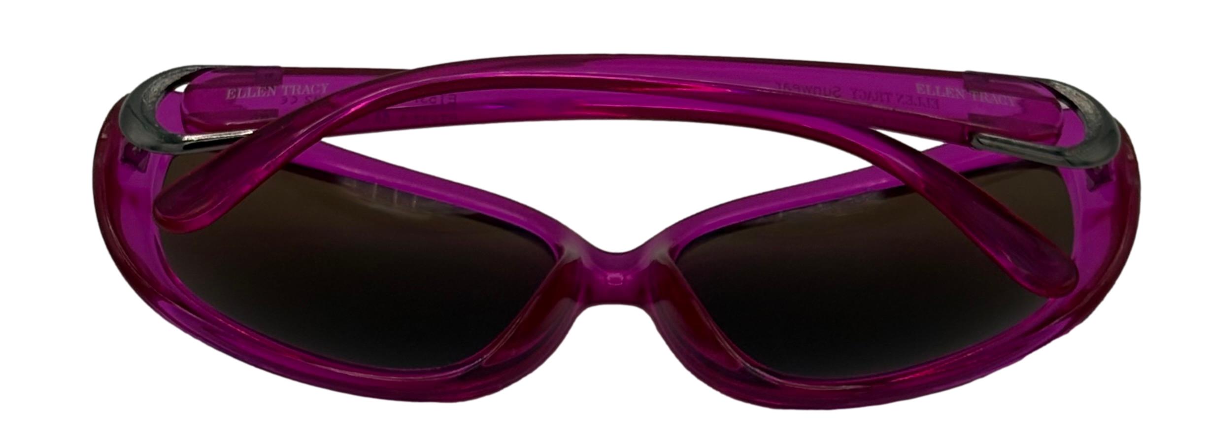 Ellen Tracy Womens Fuchsia Crystal Plastic Rectangle Sunglass, Smoke Lens 537 3
