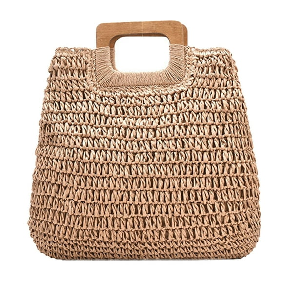 Monyance Large Capacity Woven Straw Tote Bag Handbag for Women, Beach Storage, Shopping Clutch, Shoulder Purse 17.32x15.75x0.39 Inches