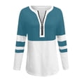 thumbnail image 5 of thefmos Women Plus Size V Neck 3/4 Sleeve Zipper Color Block Pullover Tops for Fall Winter Cute Trendy Casual Basic Tshirt Solid Comfy Blouses Everyday Business Work Clothes, Navy L, 5 of 6
