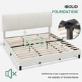thumbnail image 6 of Novilla King Bed Frame and Headboard, Linen Upholstered King Size Bed Frame with Wood Slats Support, No Box Spring Needed, Heavy Duty Feet, Easy Assembly, White, 6 of 7