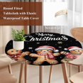 thumbnail image 4 of Gingerbread Black Round Tablecloth, Fitted Table Cover with Elastic for 45"-54" Round Tables, Christmas Winter Snowflake Table Cloth Outdoor Indoor Dinning Party Waterproof Tablecloths, 4 of 7