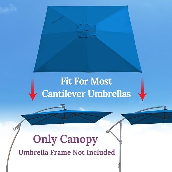 ALUVIERA Replacement Umbrella Canopy for 8.2ft x 8.2 ft 8 ribs