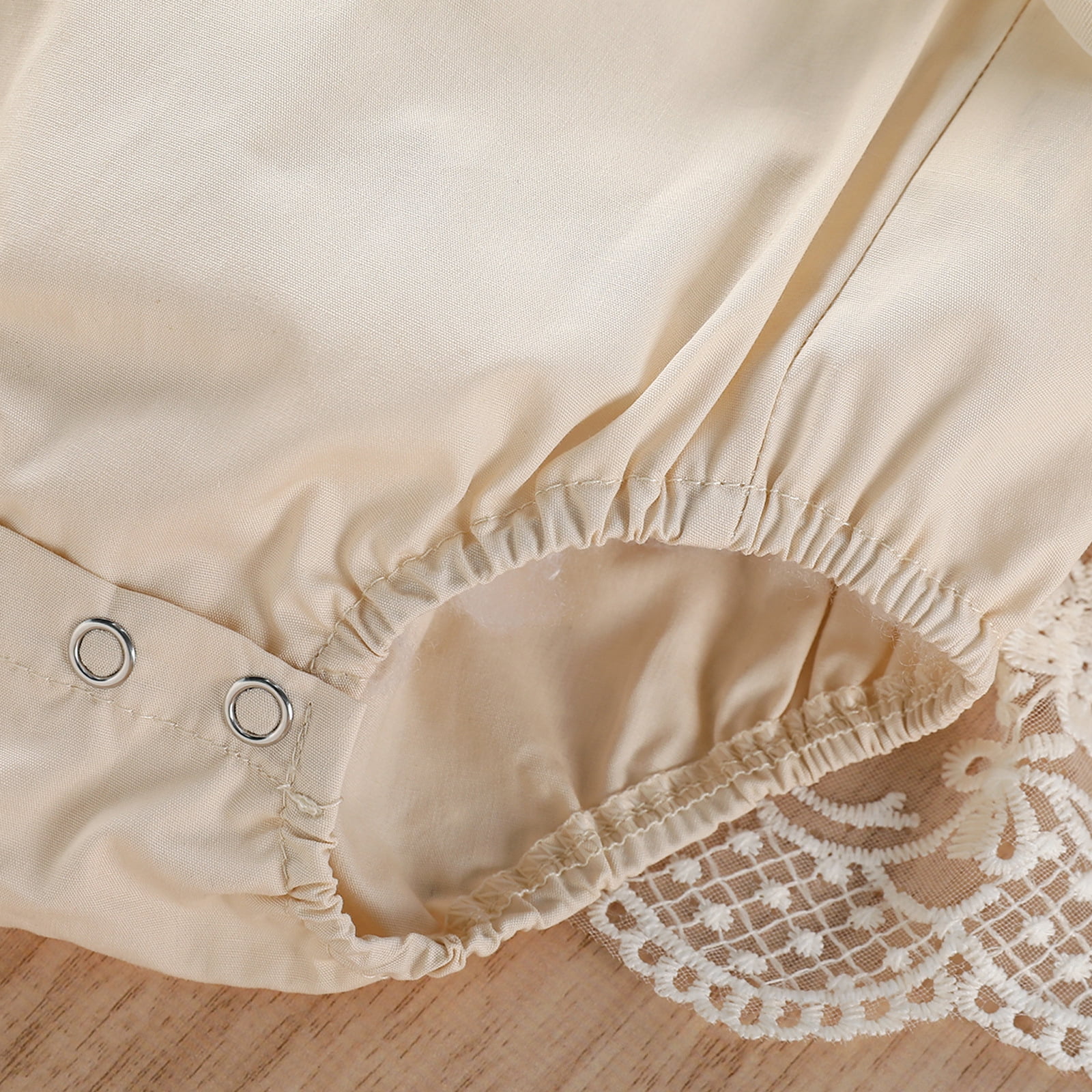 IBTOM CASTLE Baby Girls Lace Bodysuit Boho Clothes 1st Birthday Cake Smash Outfit Newborn Photography Outfits Summer Sunsuit 0-3 Months Apricot Lace