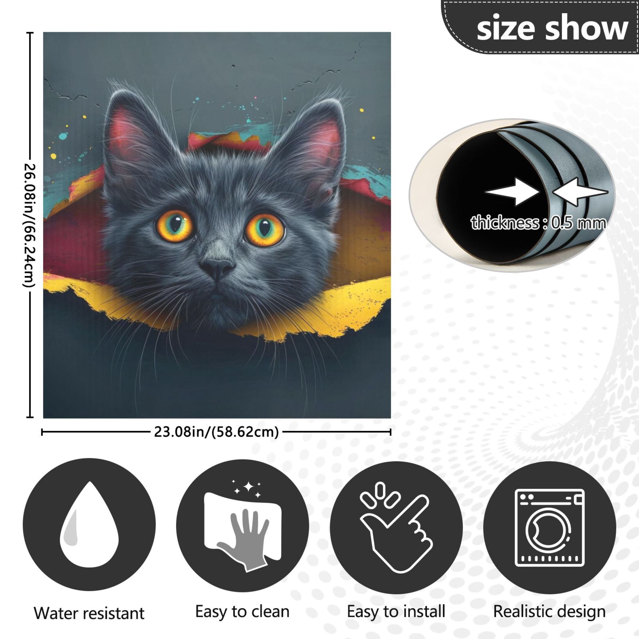 Cat Through The Wall Magnetic Dishwasher Cover Magnet Refrigerator Dishwashers Sticker Kitchen Decorative Art Panel Decal 23"x26"