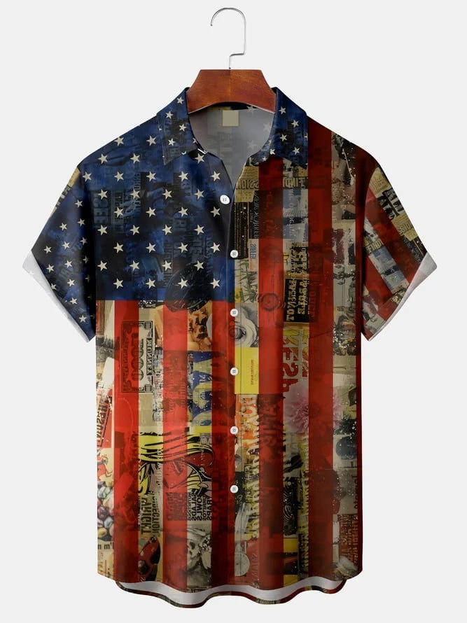 Men Shirt Hawaiian Shirt Regular Fit Casual Short Sleeve Novelty Button