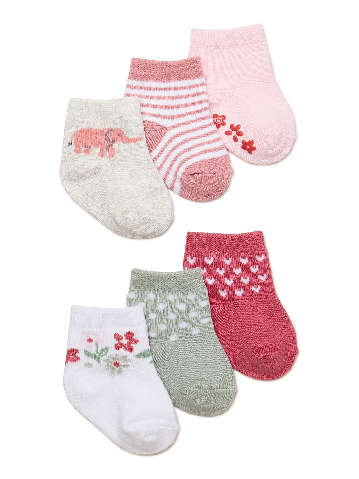 Carter’s Child of Mine Infant Girl Floral Crew Socks, 6 Pack, 0-12M