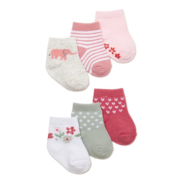Carter’s Child of Mine Infant Girl Floral Crew Socks, 6 Pack, 012M