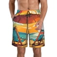 thumbnail image 1 of Balery Vintage Beach Sunset Traje de Baño Estilo Hawaiano para Hombre, Shorts de Secado Rápido con Bolsillos-Small, 1 of 6