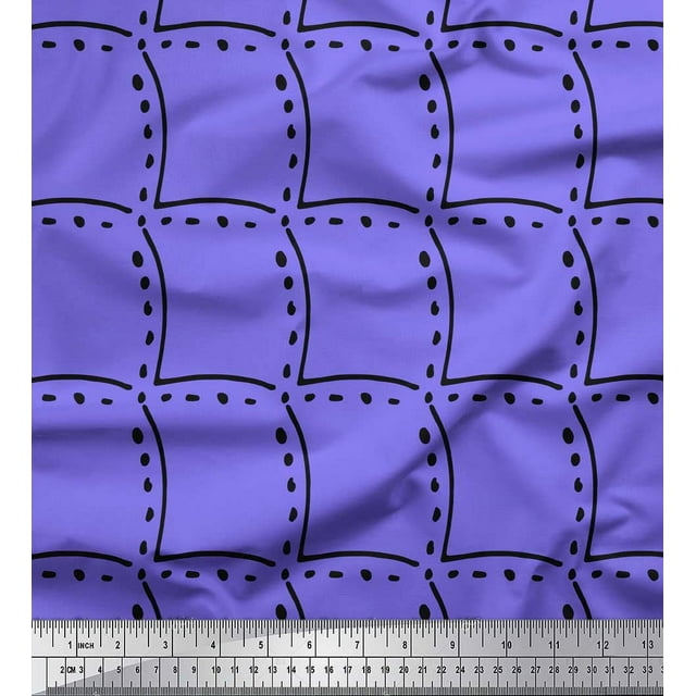 Soimoi Purple Rayon Fabric Tendril & Abstract Print Fabric by the Yard 42 Inch Wide