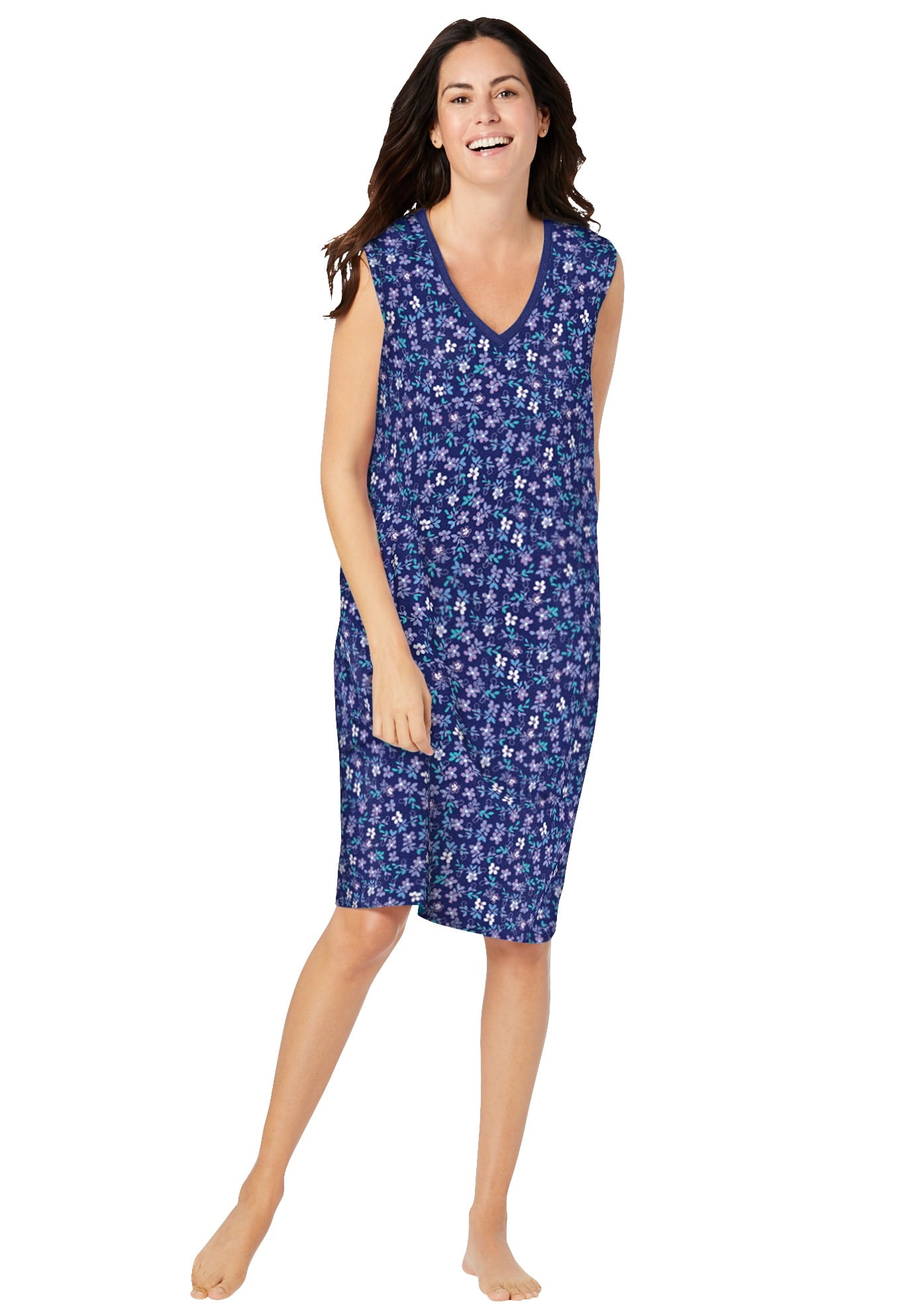 Dreams & Co. Women's Plus Size Short Sleeveless Sleepshirt Nightgown