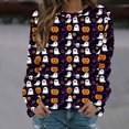 thumbnail image 4 of Haut à Manches Longues Imprimé Halloween Col Rond pour Femmes, Mélange de Coton Doux et Respirant, Chemise de Mode Décontractée pour Usage Quotidien et Fêtes, 4 of 5
