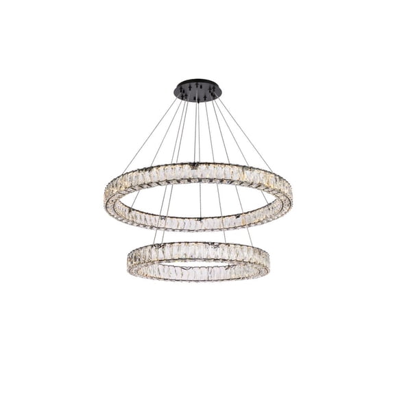 Monroe 36 inch LED double ring chandelier in black
