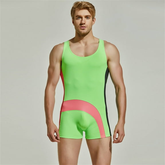 Lilgiuy Men's Outdoor Sports Leisure Elastic One-piece Color Matching Quick Drying Swimsuit Winter Clothes for 2022