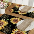 thumbnail image 5 of Spring Summer Sunflower Placemats Set of 4, Floral Flower Leaves Fall Autumn Black Dining Table Place Mats, Seasonal Kitchen Decor Home Decoration 12 x 18 Inch, 5 of 5