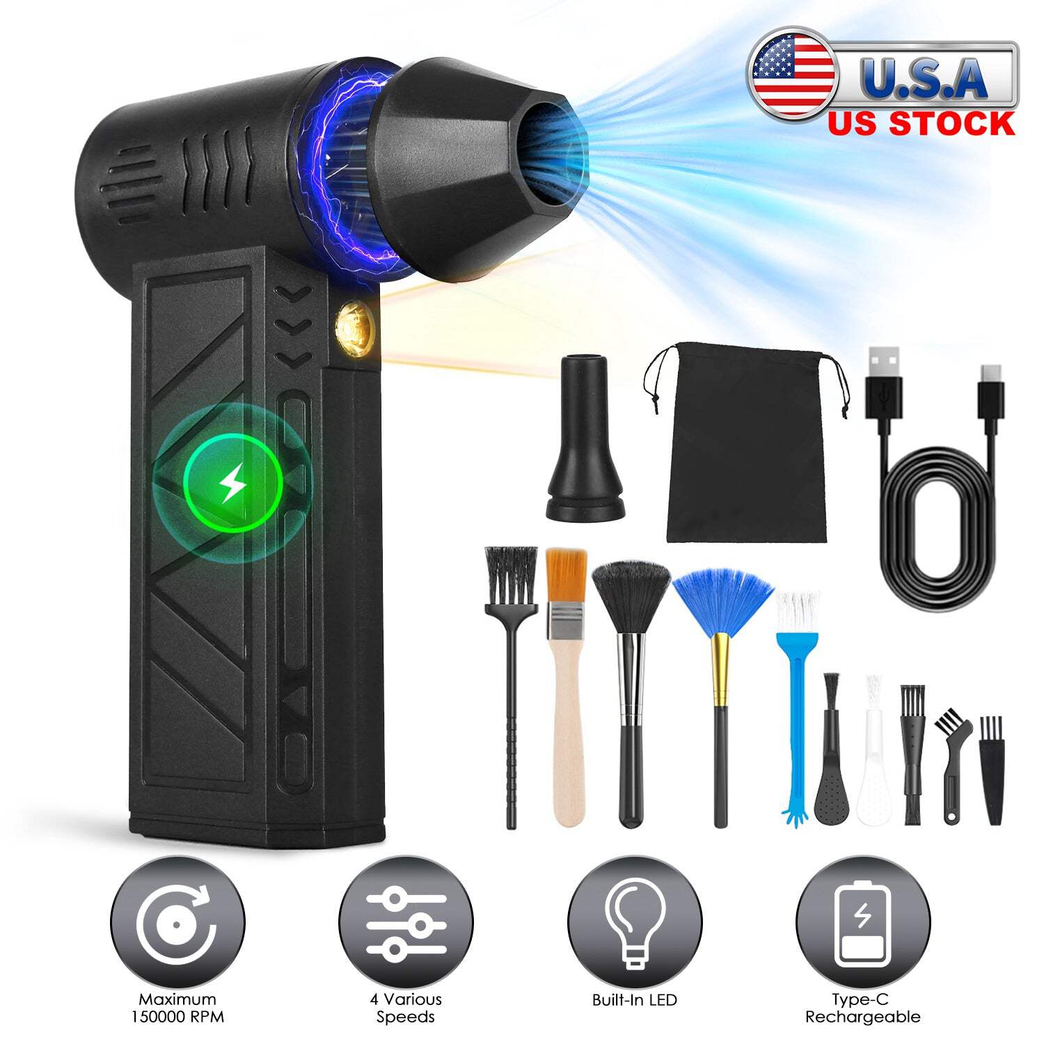 Compressed Air Duster with LED Light