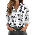 thumbnail image 2 of PuLe Women's Top Womens Casual Button Down Shirts Spring Fall Trendy 2024 Long Sleeve Lapel Blouses Loose Printed Work Tops, 2 of 4