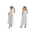 thumbnail image 3 of Women'S Summer Sleeveless Casual Dresses V-Neck Wrinkles Backless Party Dress White M, 3 of 7