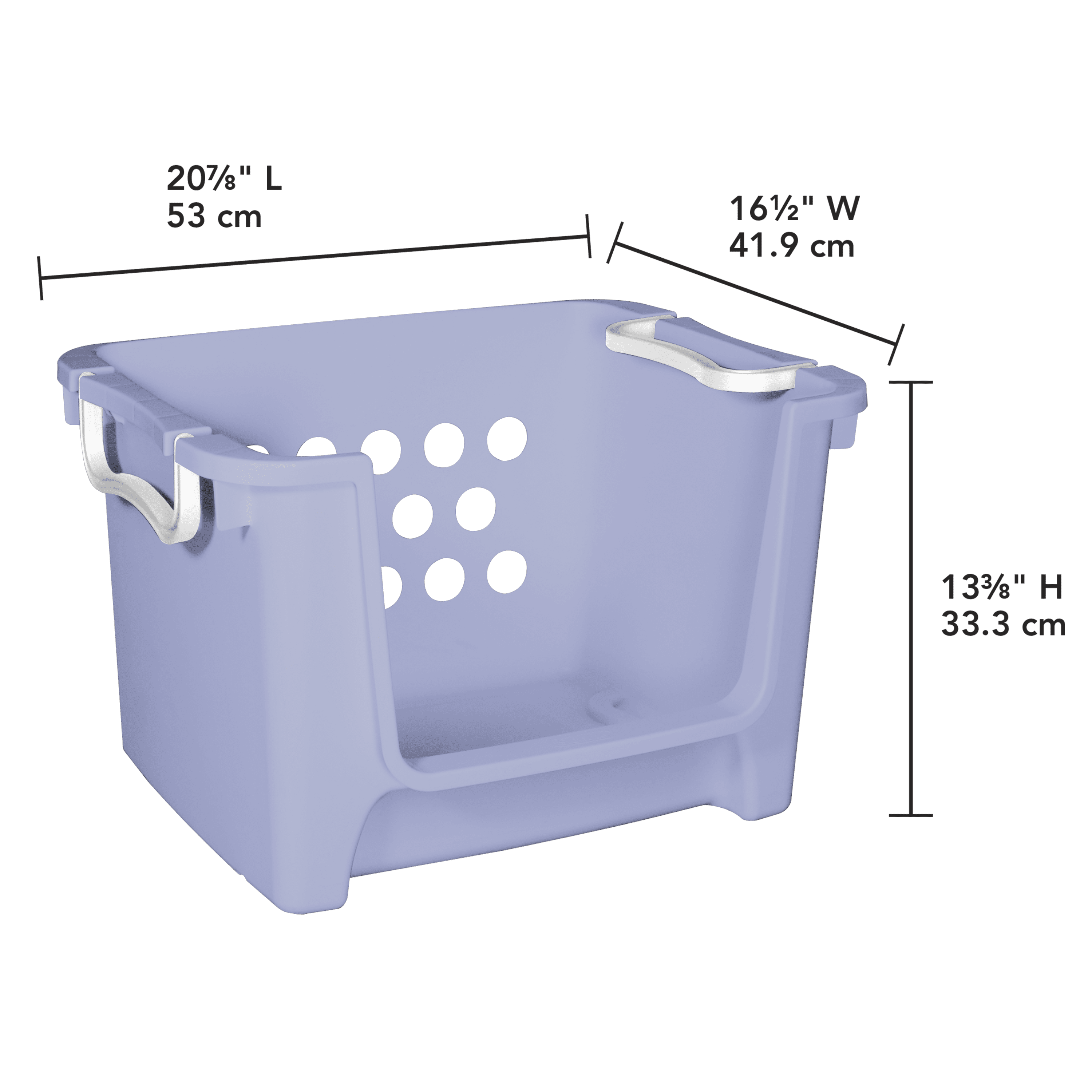 Mainstays Kids Large Purple Plastic Open-Front Stackable Toy Storage Basket with Handles