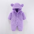 thumbnail image 2 of fatyb Baby Snowsuit Hooded Long Sleeve Fleece Jumpsuit Soft Fuzzy Romper Winter Thermal Comfy Clothes, 2 of 6