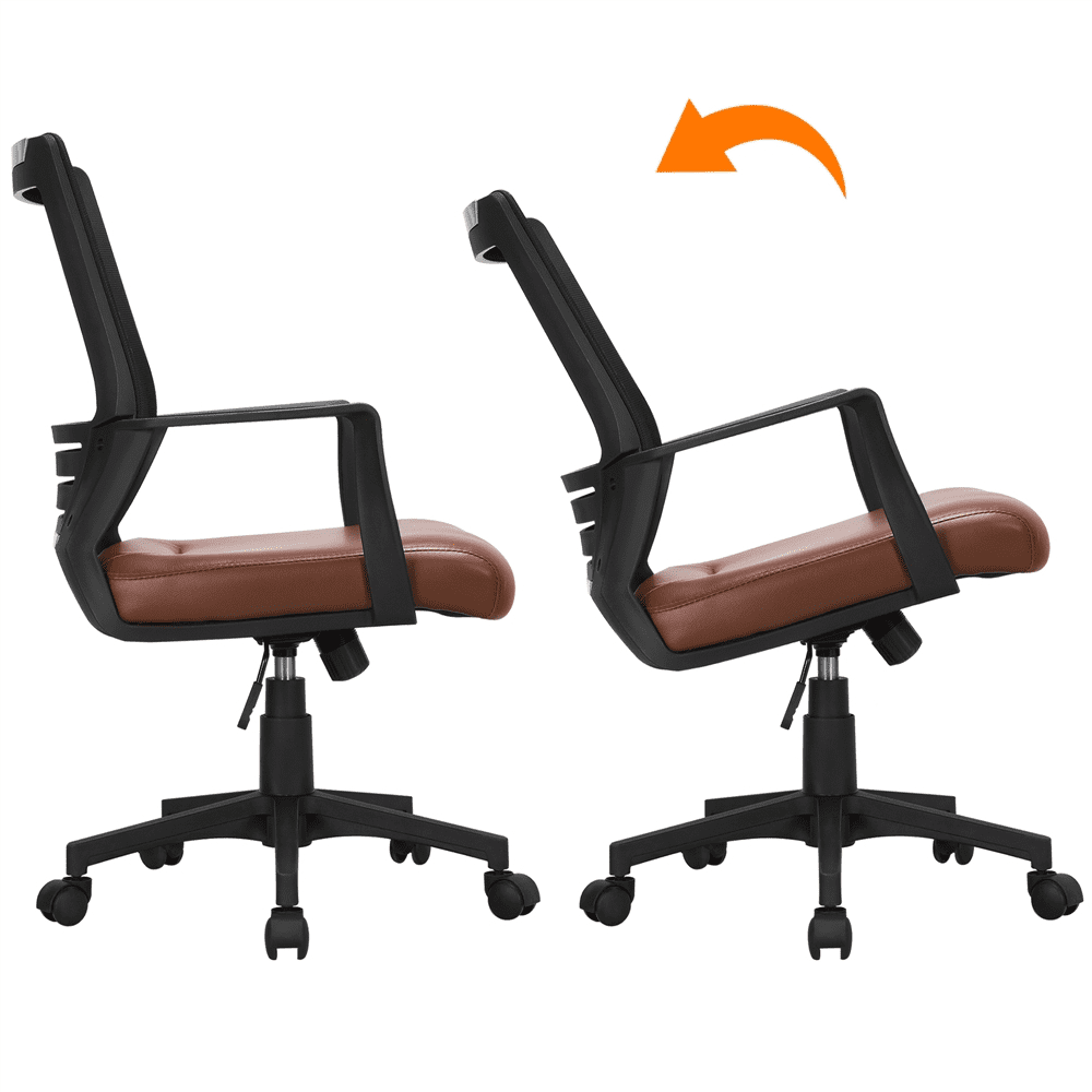 Alden Design Adjustable Midback Ergonomic Mesh Swivel Office Chair with Lumbar Support, Brown Seat
