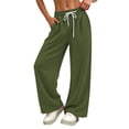 thumbnail image 2 of Nfurl Womens Barrel Sweatpants Mid Rise Wide Leg Pants with Pockets Elastic Waist Baggy Sweatpant Trendy Going Out Workout Casual Pants Army Green,S, 2 of 7