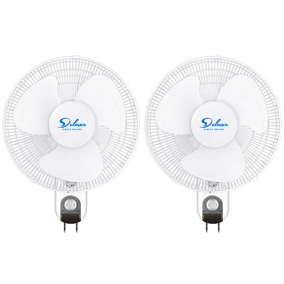 Ventiladores digitales de montaje en pared Simple Deluxe, 3 velocidades, 2 unidades, blancos