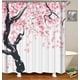 thumbnail image 1 of Cortina de ducha floral, 180 cm x 200 cm, rosa negro, cerezo en flor, juego de decoración de baño de tela con ganchos, 1 of 4