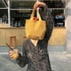 thumbnail image 3 of Bolso De Pana Bolso de hombro de pana diario para mujer Mini Bento sólido con asa superior (amarillo), 3 of 4