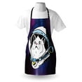 thumbnail image 3 of Outer Space Apron Kitten in Astronaut Hat Looks at Cosmic Rays UFO Universe Celestial Theme, Unisex Kitchen Bib Apron with Adjustable Neck for Cooking Baking Gardening, Purple White, by Ambesonne, 3 of 3