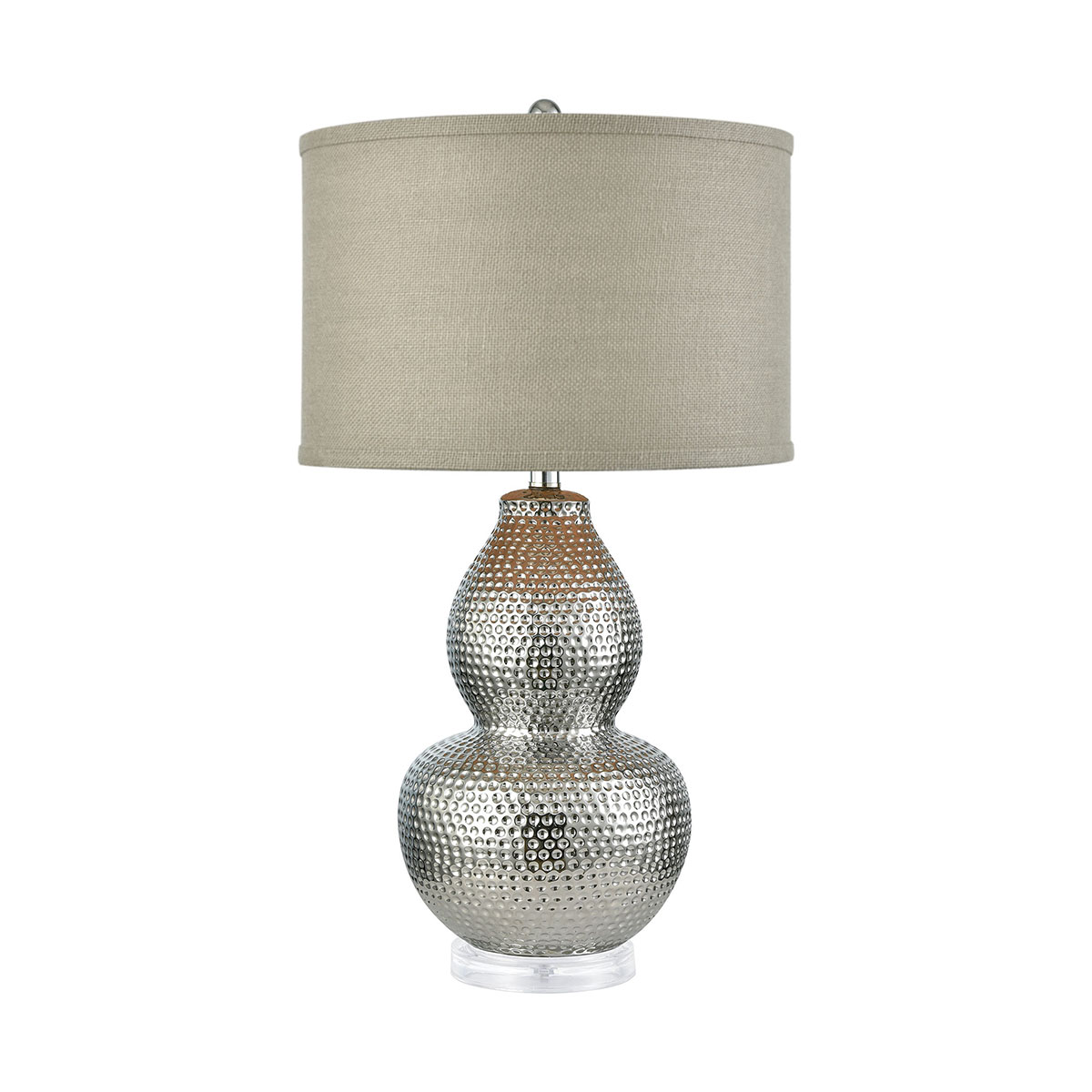 Dimples Table Lamp in Silverplated Ceramic and Acrylic with Grey