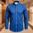 Mifsaly Mens Mandarin Collar Shirt Long Sleeve Button Down Solid Color ...