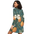 thumbnail image 2 of FORMRS Womens Long Sleeve Nightgowns Crew Neck Sleep Shirt Soft Pajamas Sizes S-3XL, Retro Floral Orange, 2 of 8