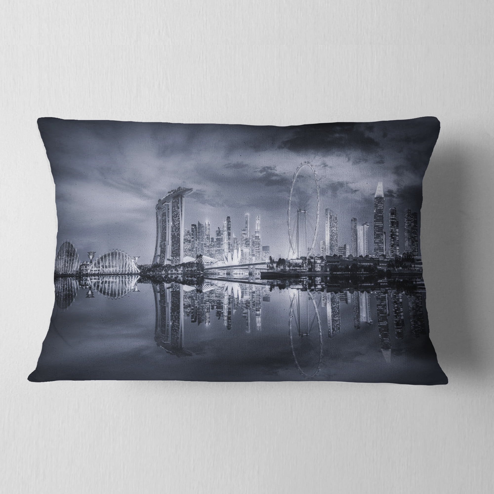 Designart 12" x 20" Black Polyester Throw Pillow