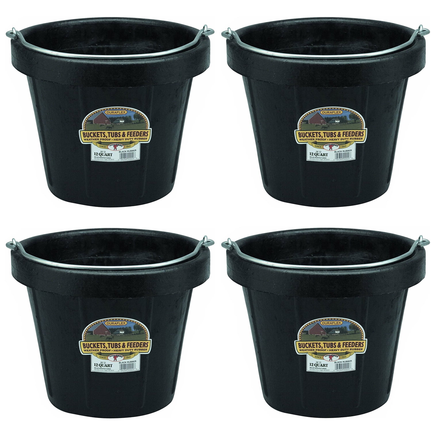 Little Giant 12 qt Flexible AllPurpose Rubber Bucket w/ Steel Handle