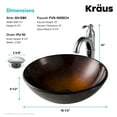 thumbnail image 6 of KRAUS Copper Brown Glass Bathroom Vessel Sink and Riviera™ Faucet Combo Set with Pop-Up Drain, Satin Nickel Finish, 6 of 11