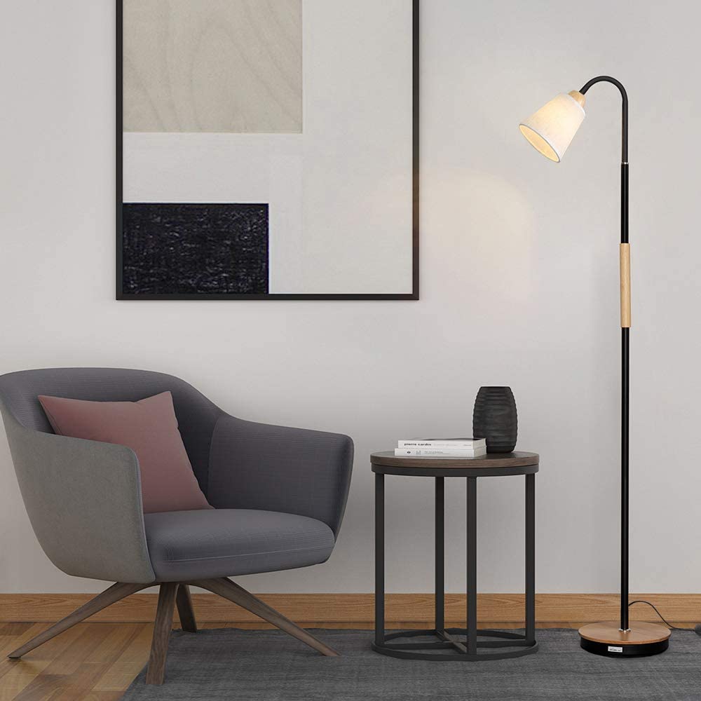 Modern Floor Lamp - 360°Adjustable Standing Lamp with Weighted Base