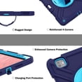 thumbnail image 3 of Military Grade Case for Apple iPad Pro 11 2024,Shoulder Strap Shockproof iPad Case with Pencil Holder 360 Rotating Hand Strap+Kicstand Rugged Siicone and Hard PC Case,Navyblue, 3 of 12