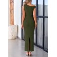 thumbnail image 2 of Vestido PRETTYGARDEN 2025 Maxi sin mangas con un solo hombro Verde Militar M, 2 of 8