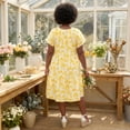 thumbnail image 4 of GRACE & GRANDEUR Women's Plus Size Easter Floral Print Dress Button Decor Notch Neck Ruffle Sleeve Tiered Flowy Midi Summer Holiday A Line Dresses with Pockets 1X Yellow, 4 of 7