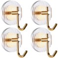 thumbnail image 1 of Ganchos de pared acrílicos dorados, ganchos de pared acrílicos montados en la pared, ganchos de toalla de acrílico dorado para bata Paquete de 4, ganchos de pared para abrigos, 1 of 5